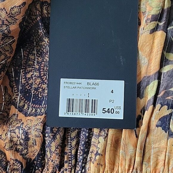 The Kooples BLACK AND ORANGE LONG PRINTED DRESS - Picture 6 of 7